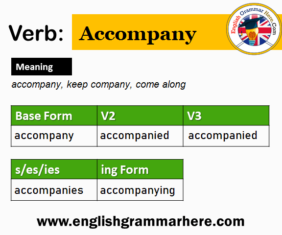 Accompany Past And Past Participle Form V1 V2 V3 V4 V5 Form of Accompany