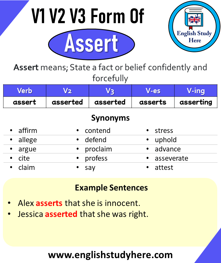 Assert Past And Past Participle Form V1 V2 V3 V4 V5 Form of Assert