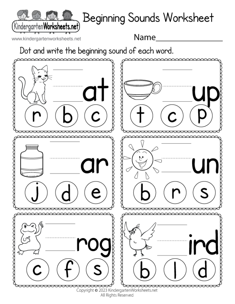 Beginning Sounds Worksheets