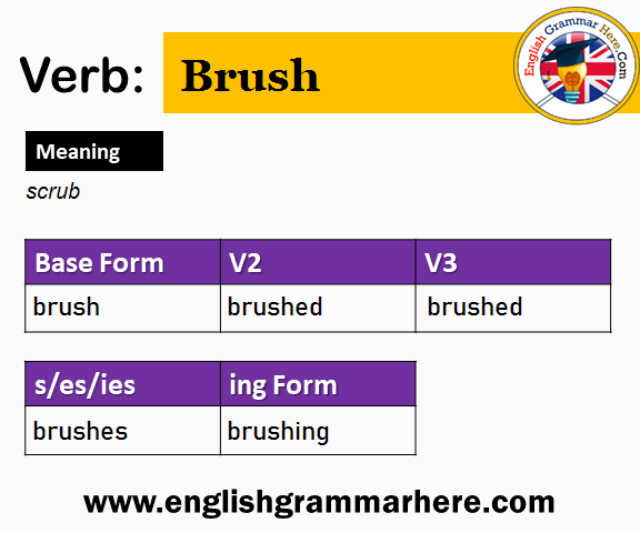 Brush Past And Past Participle Form V1 V2 V3 V4 V5 Form of Brush