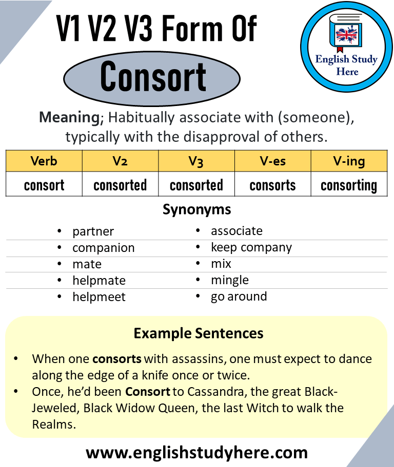 Consort Past And Past Participle Form V1 V2 V3 V4 V5 Form of Consort