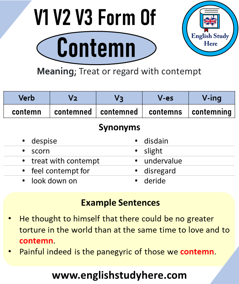 Contemn Past And Past Participle Form V1 V2 V3 V4 V5 Form of Contemn