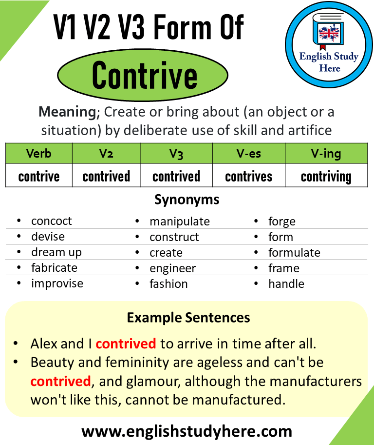 Contrive Past And Past Participle Form V1 V2 V3 V4 V5 Form of Contrive