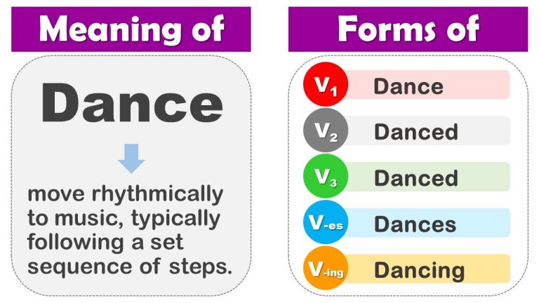 Dance Past And Past Participle Form V1 V2 V3 V4 V5 Form of Dance