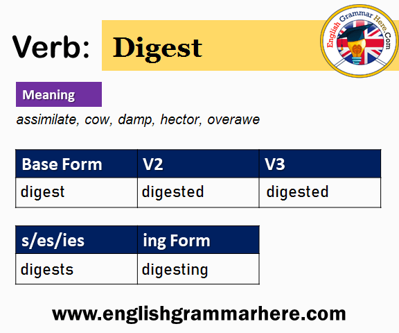 Digest Past And Past Participle Form V1 V2 V3 V4 V5 Form of Digest