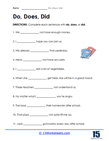 Do Does Did Worksheet