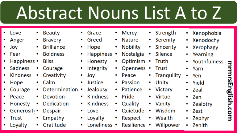 Examples of Abstract Nouns