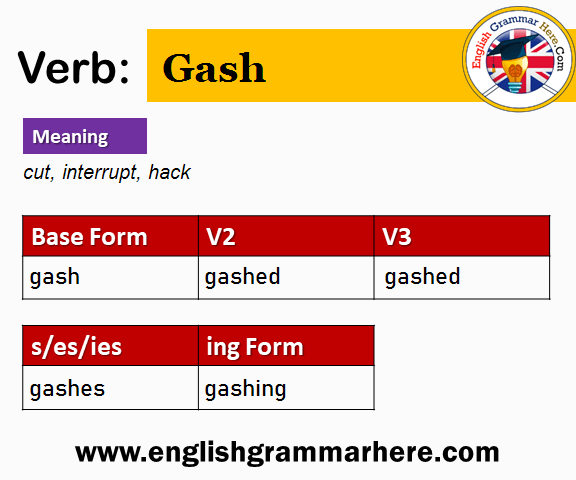 Gash Past And Past Participle Form V1 V2 V3 V4 V5 Form of Gash