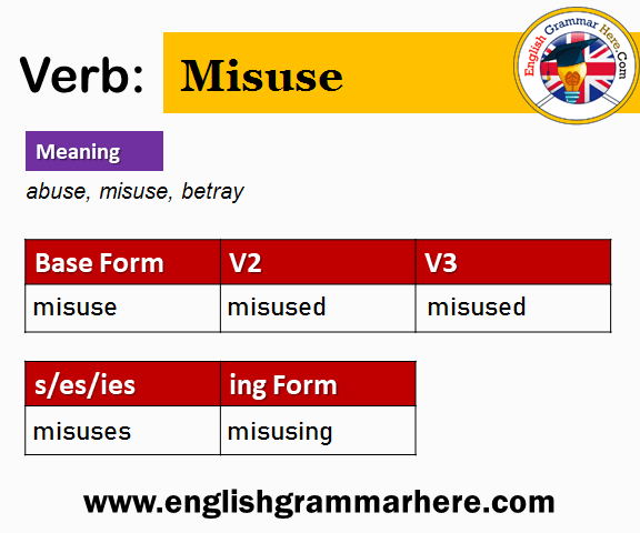Misuse Past And Past Participle Form V1 V2 V3 V4 V5 Form of Misuse