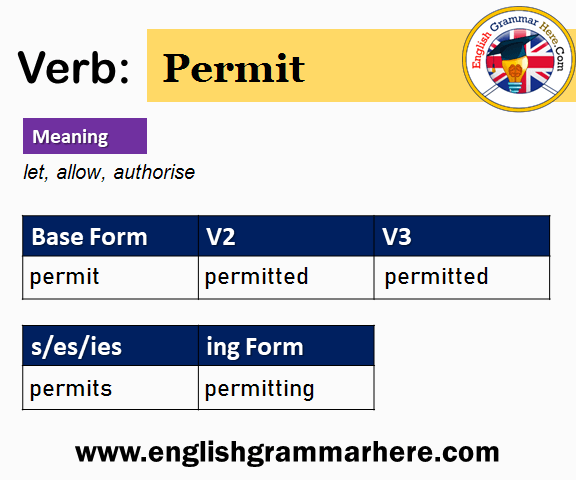 Permit Past And Past Participle Form V1 V2 V3 V4 V5 Form of Permit