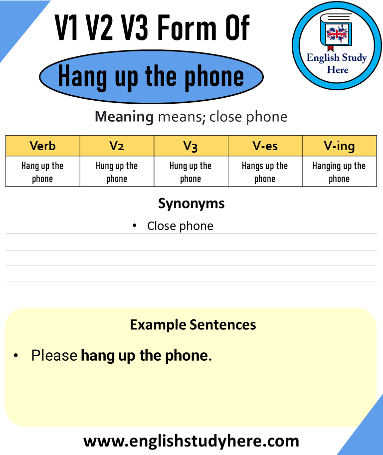 Phone Past And Past Participle Form V1 V2 V3 V4 V5 Form of Phone