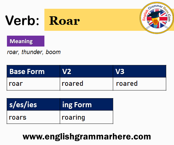 Roar Past And Past Participle Form V1 V2 V3 V4 V5 Form of Roar