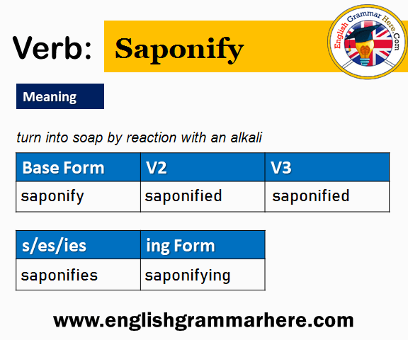 Saponify Past And Past Participle Form V1 V2 V3 V4 V5 Form of Saponify