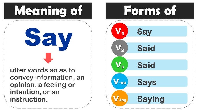 Say Past And Past Participle Form V1 V2 V3 V4 V5 Form of Say