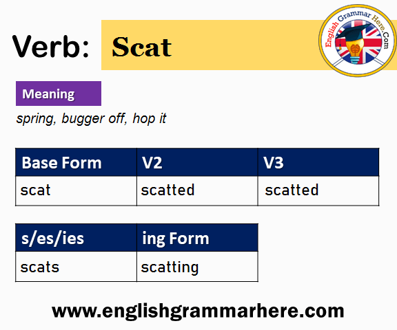 Scat Past And Past Participle Form V1 V2 V3 V4 V5 Form of Scat