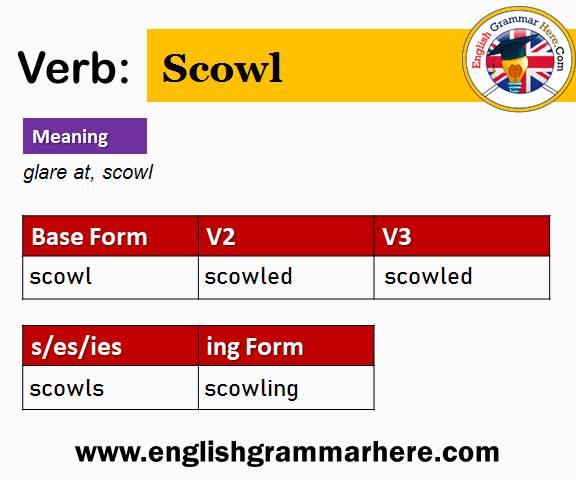 Scowl Past And Past Participle Form V1 V2 V3 V4 V5 Form of Scowl