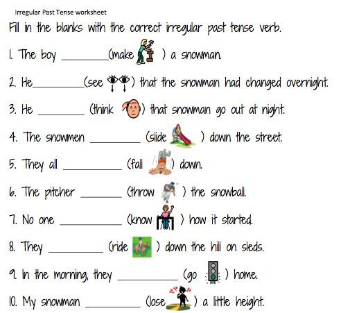 Simple Past Tense Worksheet for Grade 1
