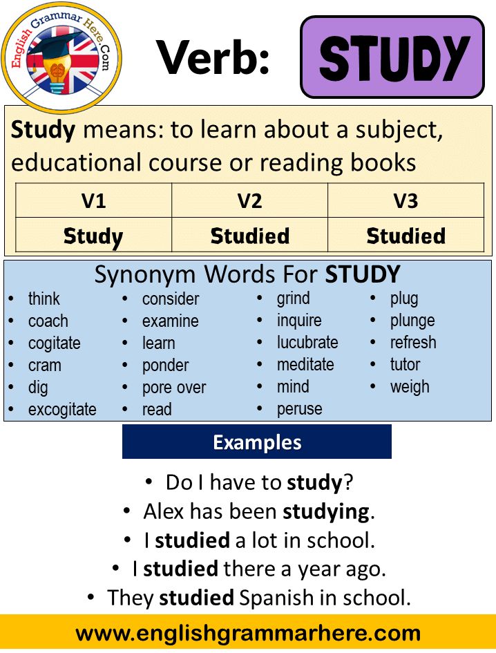 Study Past And Past Participle Form V1 V2 V3 V4 V5 Form of Study