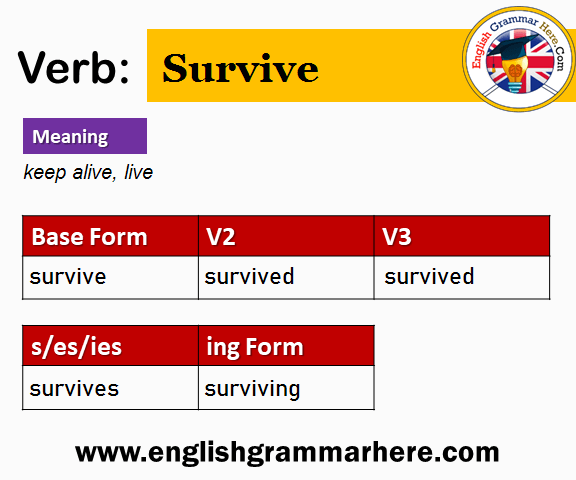 Survive Past And Past Participle Form V1 V2 V3 V4 V5 Form of Survive