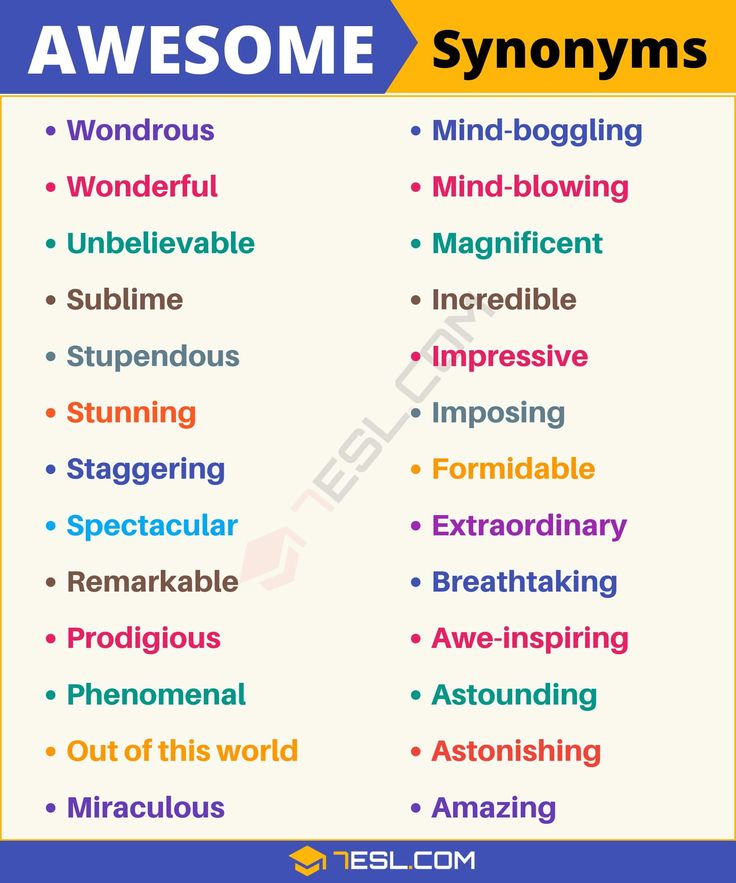 Synonyms of Awesome Synonym Words for Awesome