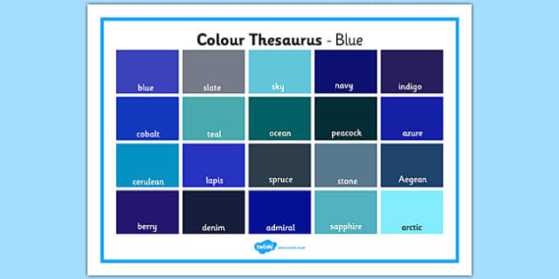 Synonyms of Blue Synonym Words for Blue
