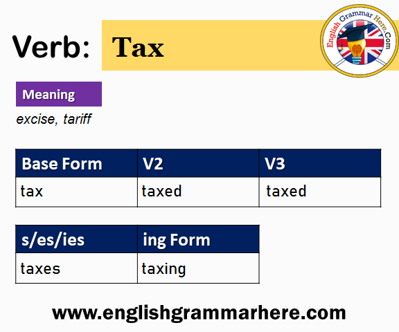 Tax Past And Past Participle Form V1 V2 V3 V4 V5 Form of Tax