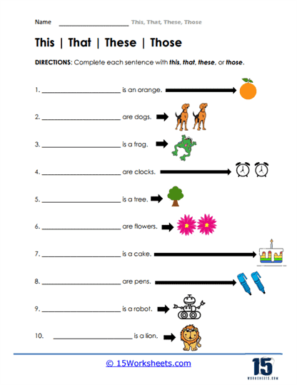 These Or Those Worksheet