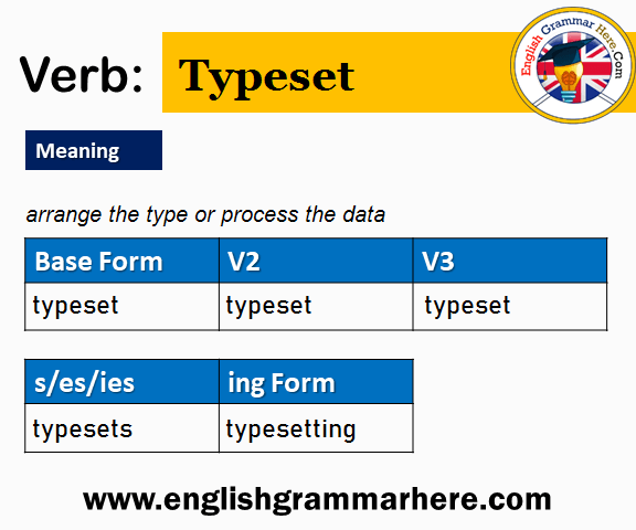 Typeset Past And Past Participle Form V1 V2 V3 V4 V5 Form of Typeset