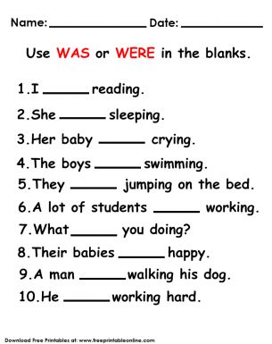 Was Or were Worksheet