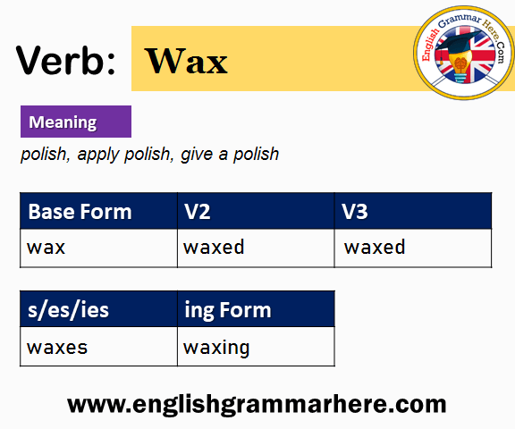 Wax Past And Past Participle Form V1 V2 V3 V4 V5 Form of Wax
