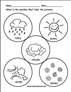 Weather Worksheet for Preschool