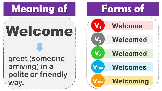 Welcome Past And Past Participle Form V1 V2 V3 V4 V5 Form of Welcome