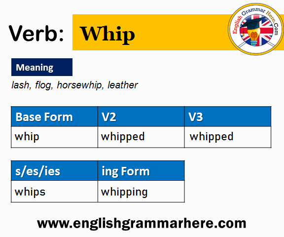 Whip Past And Past Participle Form V1 V2 V3 V4 V5 Form of Whip